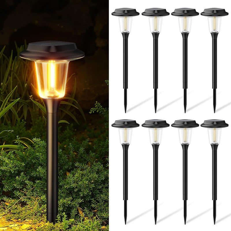KOOPER Solar Pathway Lights Outdoor, 8 Pack Modern Brighter Solar Powered Landscape Path Lights, IP65 Waterproof Outdoor Solar Garden Lights for Yard Patio Driveway Walkway Lawn Sidewalk Decorative - Image 2